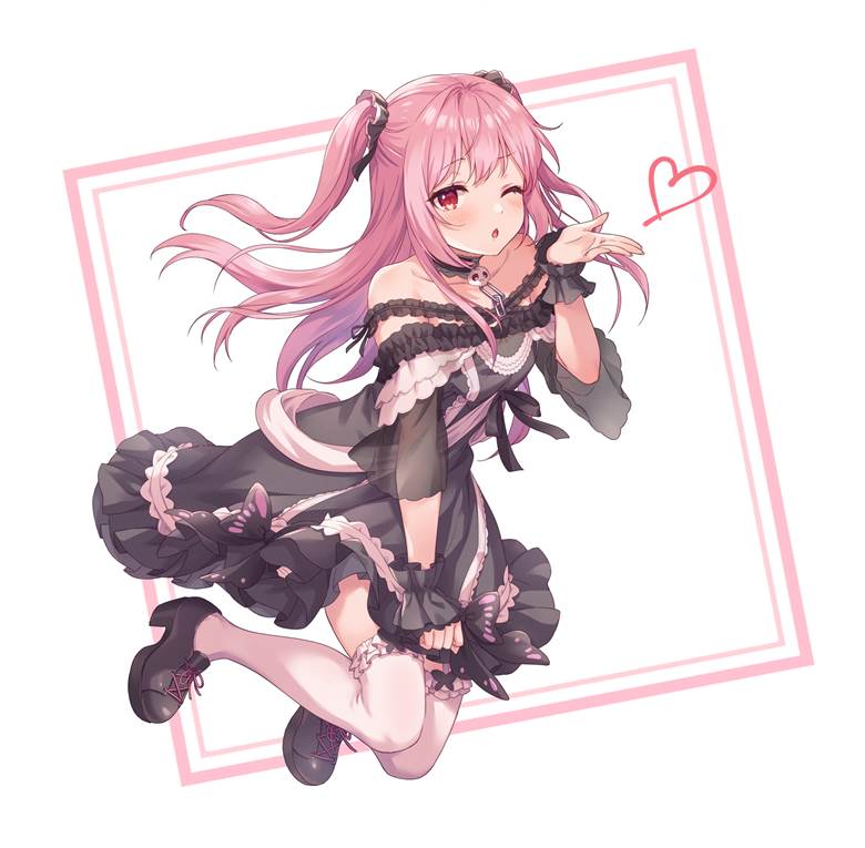 Hololive, 润羽露西娅, Uruha Rushia fanart, 虚拟youtuber, 哥特萝莉, blow a kiss, 抛媚眼, Virtual YouTuber 1000+ bookmarks