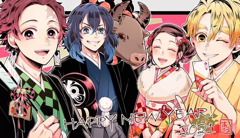 灶门炭治郎, Zenitsu Agatsuma, 灶门祢豆子, Inosuke Hashibira, 鱼糕队, 鬼灭之刃, Demon Slayer 500+ bookmarks