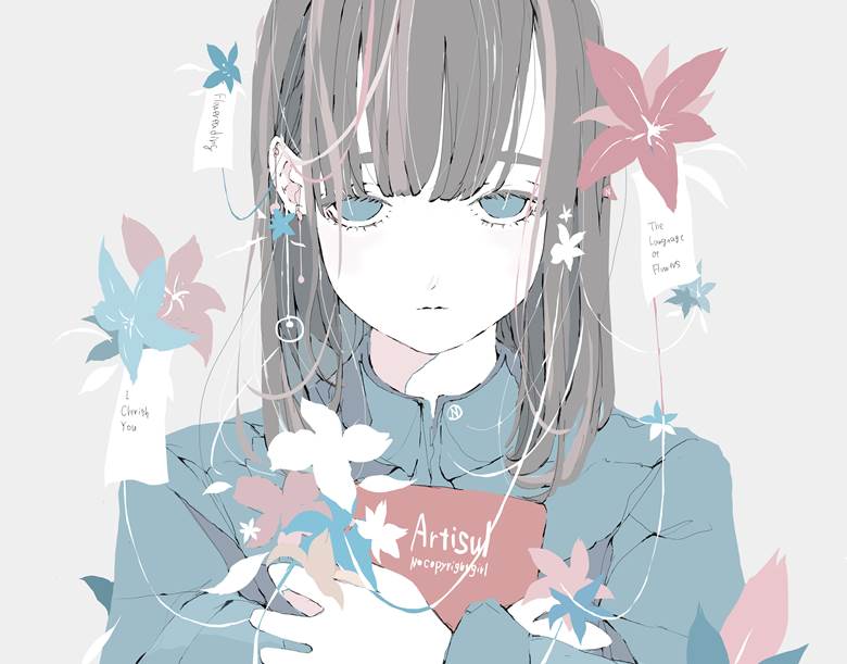 原创, 女孩子, free icon, 插画, young girl, 穿洞, flower, 茶发, 原创3000收藏