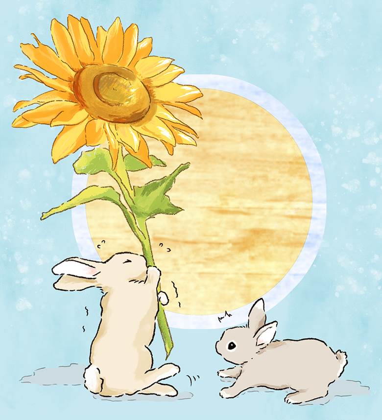 ひまわり|NorahY的小兔子动物插画图片