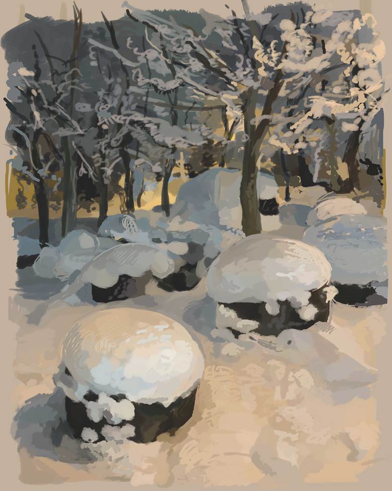 大雪のあとの后に|果汁タマリンド的冬天风景插画图片