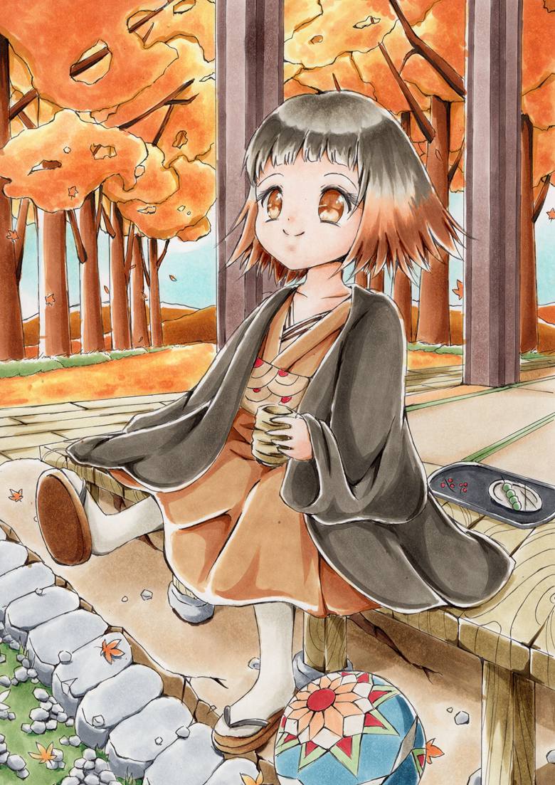 traditional, copic, Demon Slayer: Kimetsu no Yaiba, Susamaru, autumn leaves