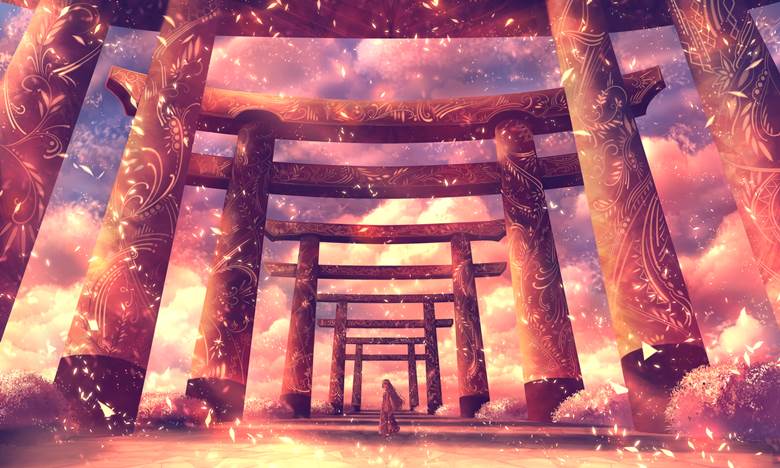 原创, 风景, 女孩子, Torii