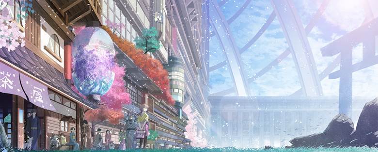 和风城市奇幻风景4K插画