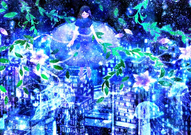 原创, 女孩子, water surface, night view, Original 300+ bookmarks