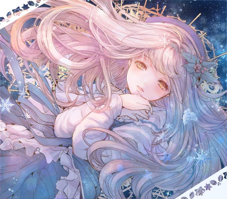 原创, 原创, 女孩子, young girl, winter, star, watercolor, 1000users加入书籤, 原创1000users加入书籤, ornament