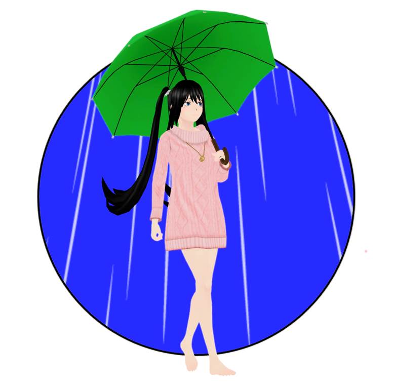 雨と伞カクヨさん|あべべし君的打伞的人物插画图片