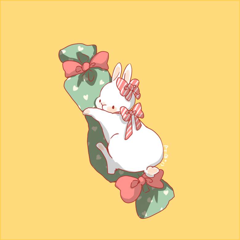 リボンちゃん|アイネっこ的小兔子动物插画图片