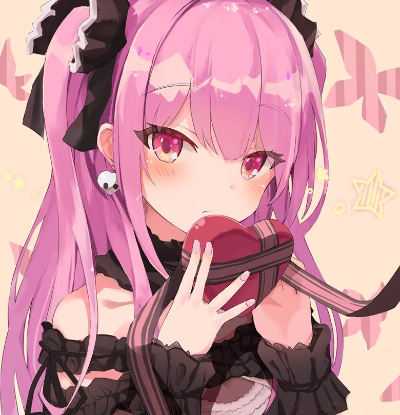 Hololive, 虚拟youtuber, 女孩子, 润羽露西娅, 情人节, Uruha Rushia fanart, 哥特萝莉, 美甲