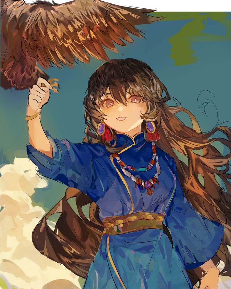 ancient history, fantasy, traditional Asian outfit, girl, princess, ethnic, native dress, illustration, creation, young girl