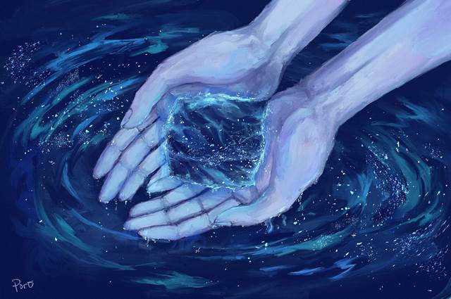 原创, star, 蓝, hand, water surface
