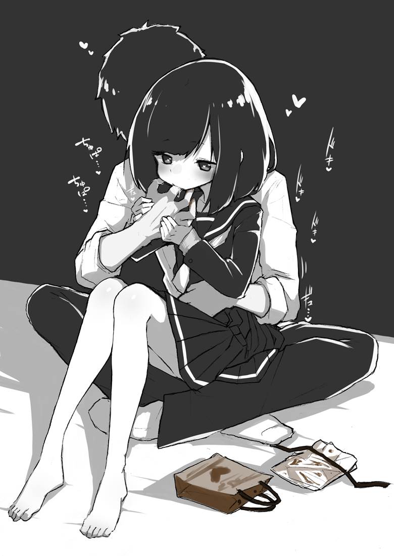 original, Kouhai-chan, sailor uniform, barefoot school uniform, original 3000+ bookmarks