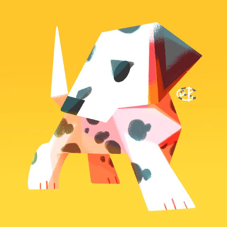 斑点狗|插画师からす商的狗插画图片