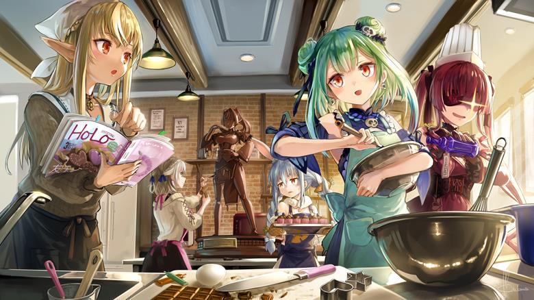 Hololive, Usada Pekora, Houshou Marine, Flare Shiranui, 润羽露西娅, 白银诺艾尔, 情人节, 虚拟youtuber, Virtual YouTuber 10000+ bookmarks