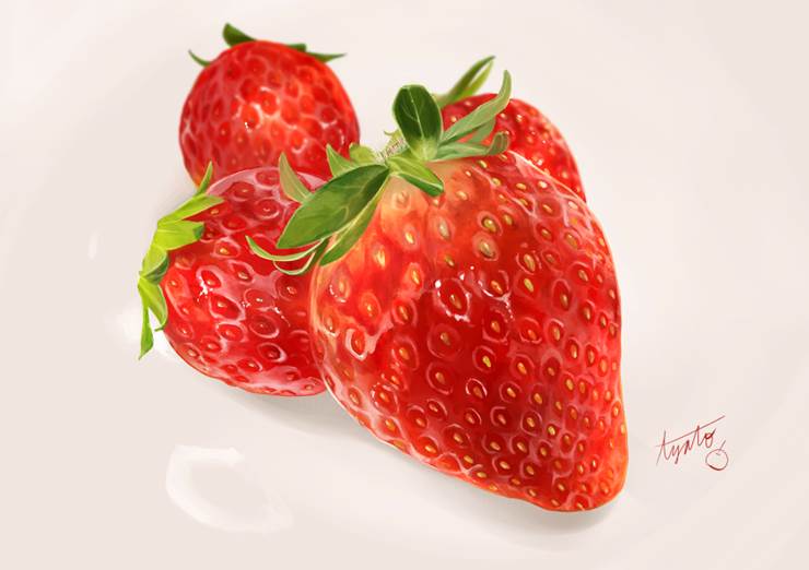 苺|插画师tyato的果物插画图片