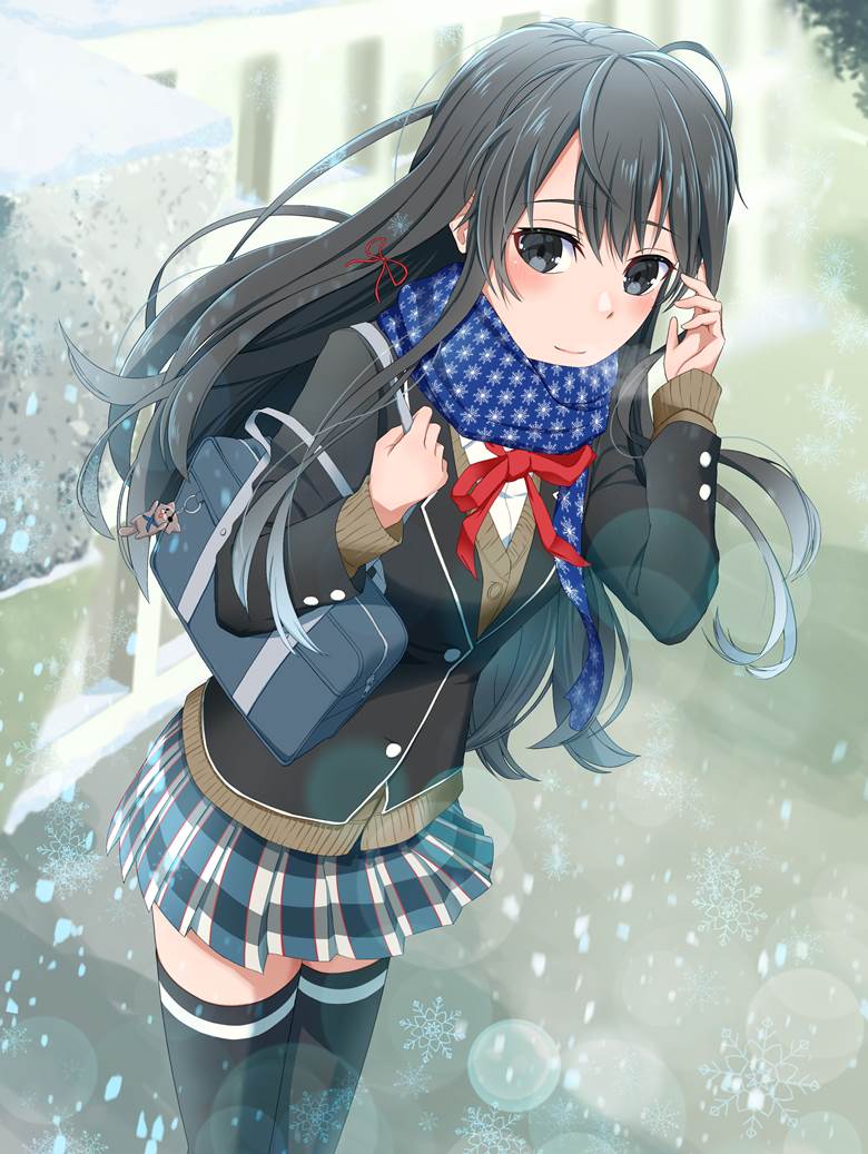 果然我的青春恋爱喜剧搞错了。, 春物, 雪之下雪乃, Yukinon, 围巾, snow, uniform, blazer