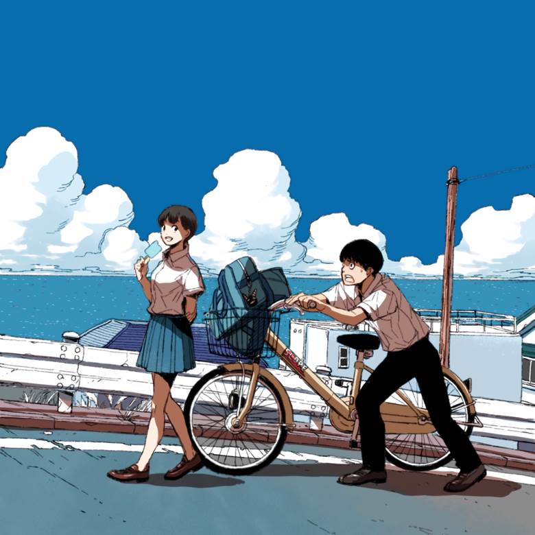 youth, 自行车, 原创, woman, guy, 积雨云, summer vacation, sea, 夏天, 蓝天