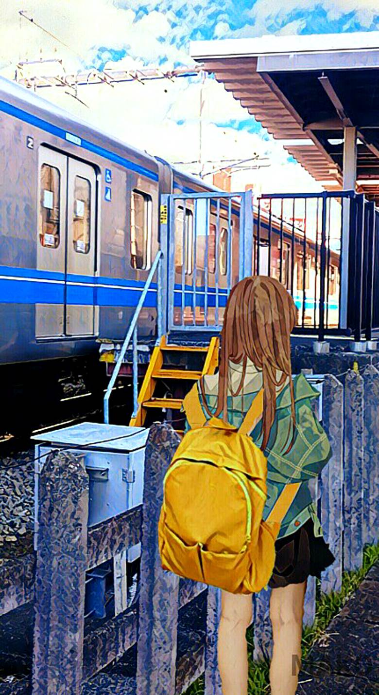 駅|まこ的火车车站插画图片