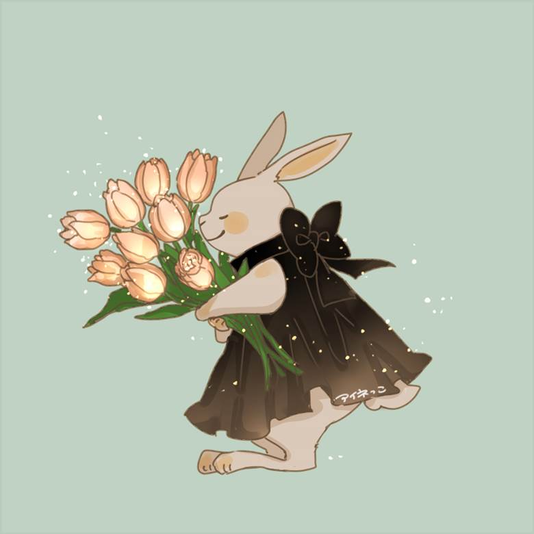 春の匂い|アイネっこ的小兔子动物插画图片