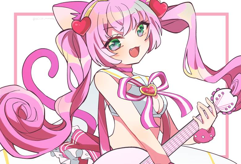Criticrista, Rosia, 女孩子, cat ears, 双马尾, 吉他