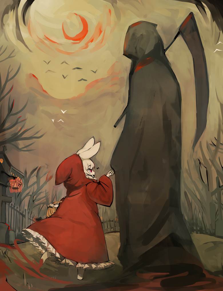 rabbit, girl, animal ears, grim reaper