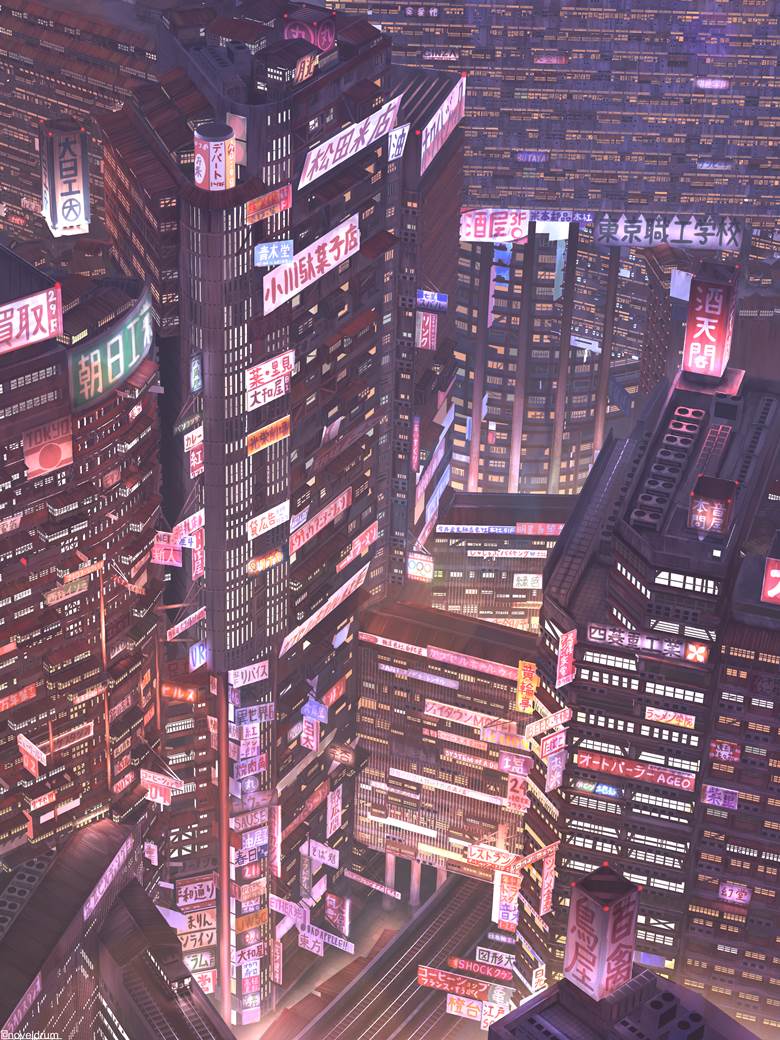 background, 异世界, 插画, Background illustration, 厚涂, 风景, city, big city, night view