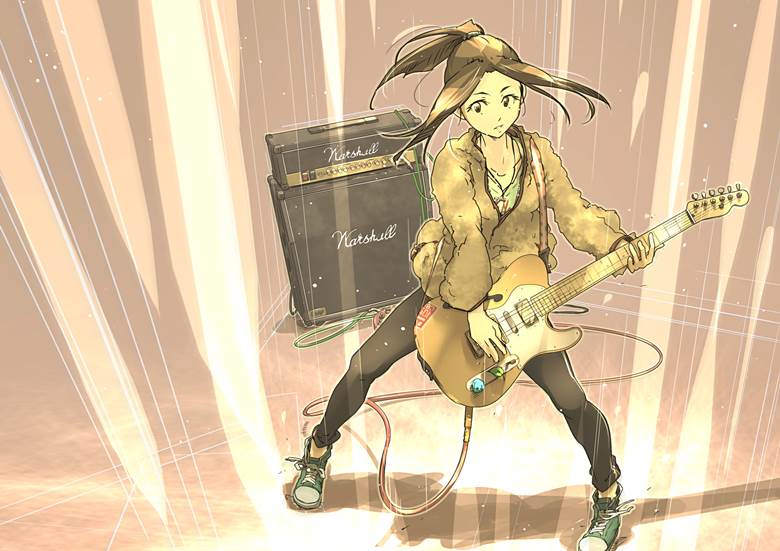 原创, 女孩子, 乐器, 吉他, 原创, young girl, girl with guitar