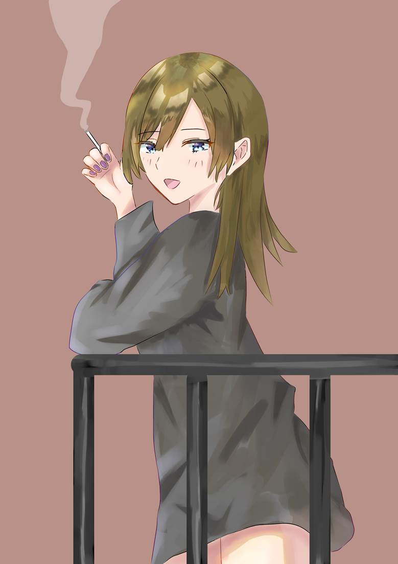 おとなりさん|青穂的吸香烟的人物插画图片