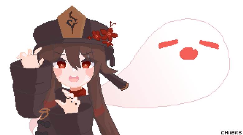 Hu Tao, Genshin Impact, pixel art