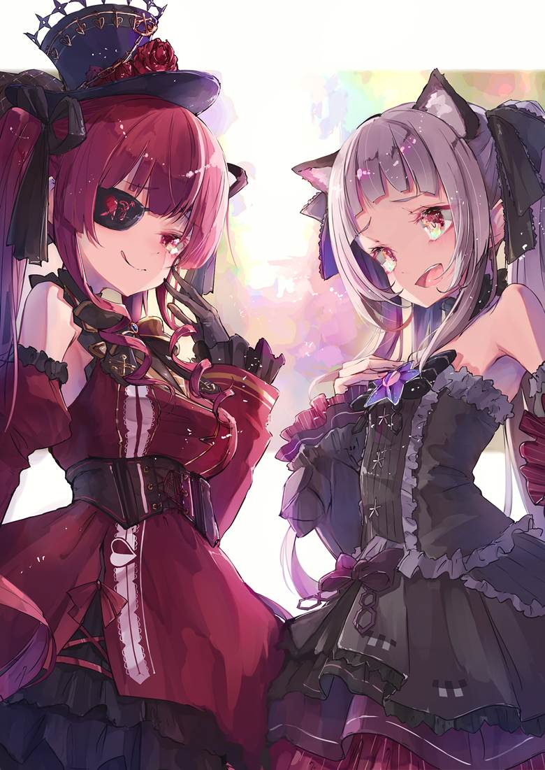 Hololive, 虚拟主播, 紫咲诗音, Houshou Marine, 哥特萝莉, 裙子, Virtual YouTuber 5000+ bookmarks