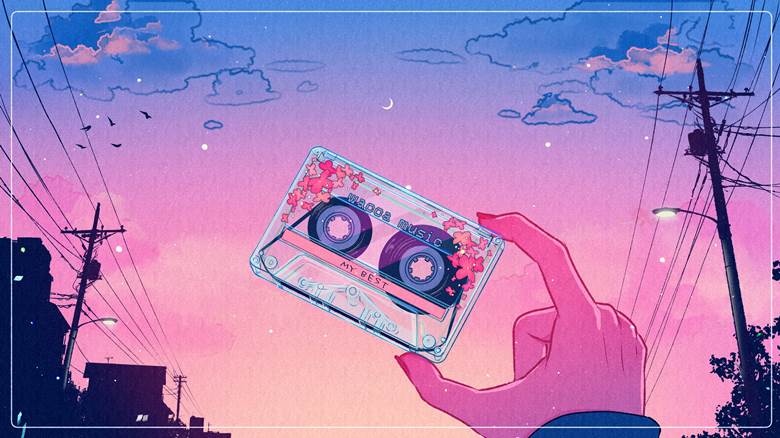 原创, cassette tape, nostalgic, 黄昏, townscape, everyday life, utility poles, sky, 复古