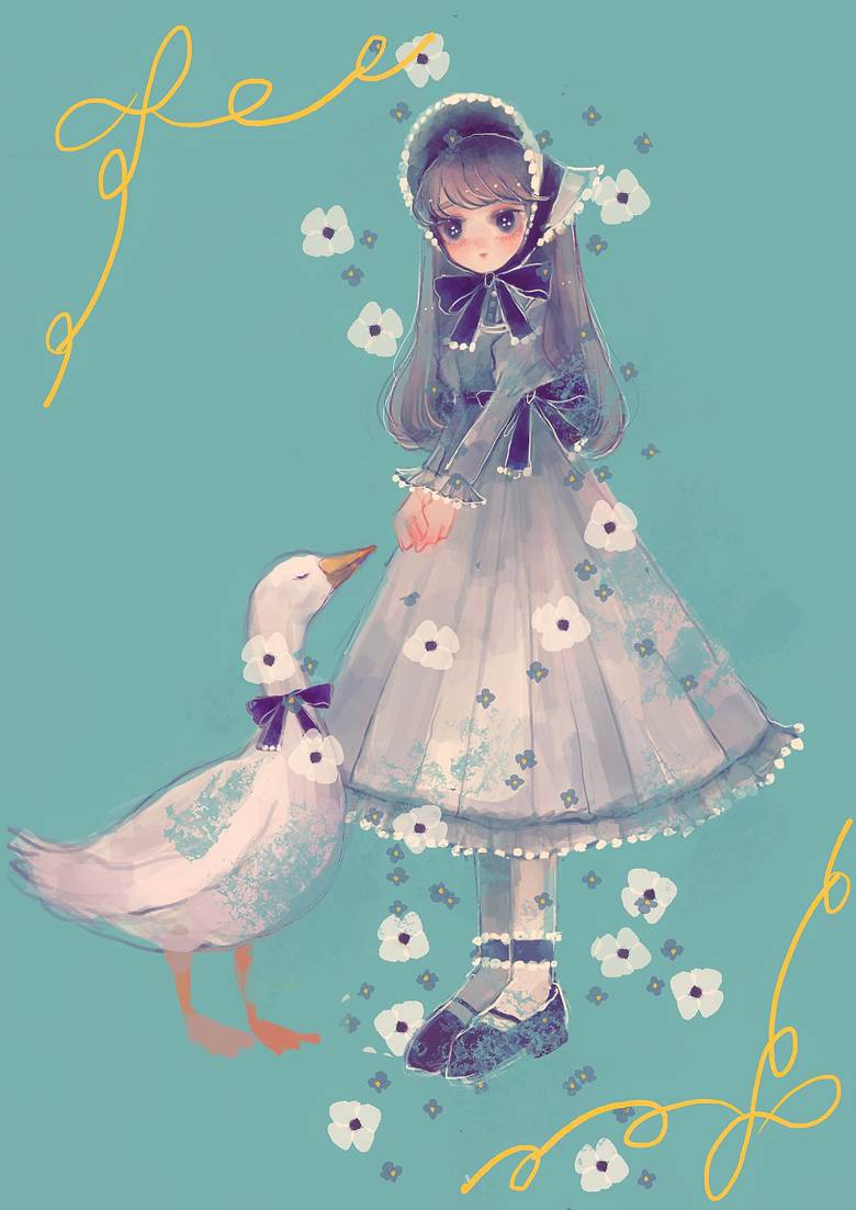 女孩子, flower, 原创, 原创, 洛丽塔, duck, 裙子, bonnet, 蝴蝶结