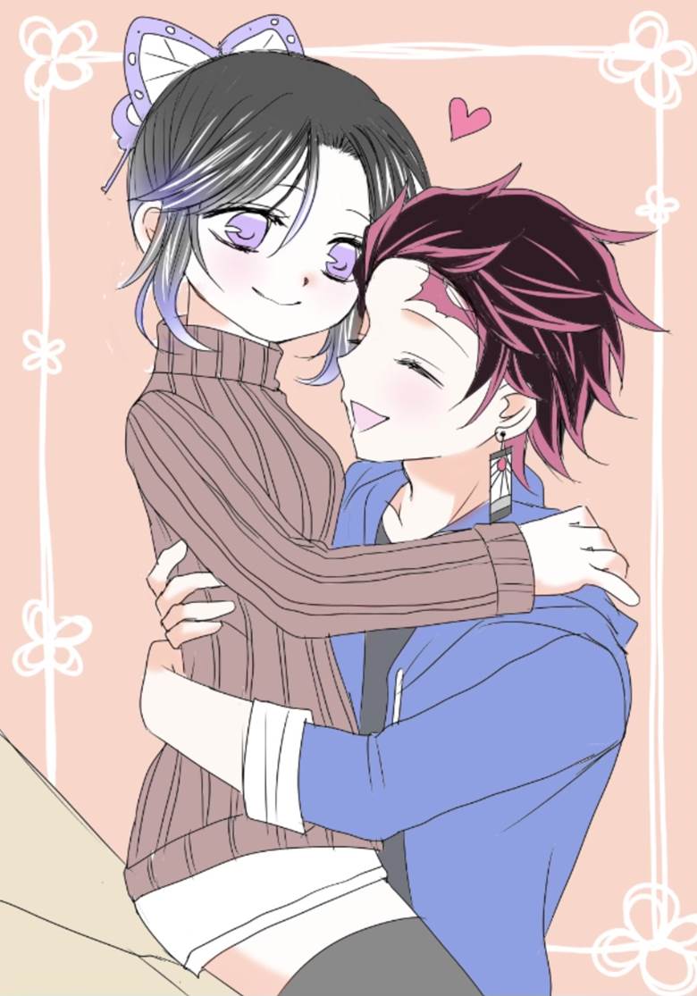 鬼灭之刃, 炭治郎×忍, 灶门炭治郎, 蝴蝶忍, 插画, Demon Slayer: Kimetsu no Yaiba 1000+ bookmarks