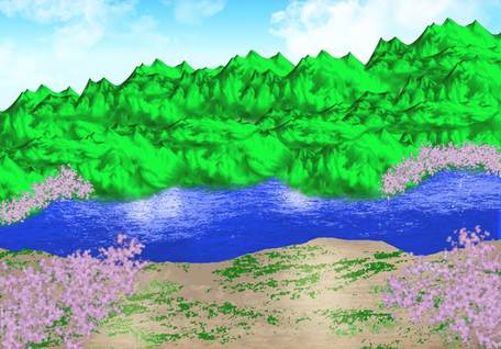 樱が咲く湖畔|ニュータイプＺフォロー大歓迎的Pixiv风景壁纸插画图片