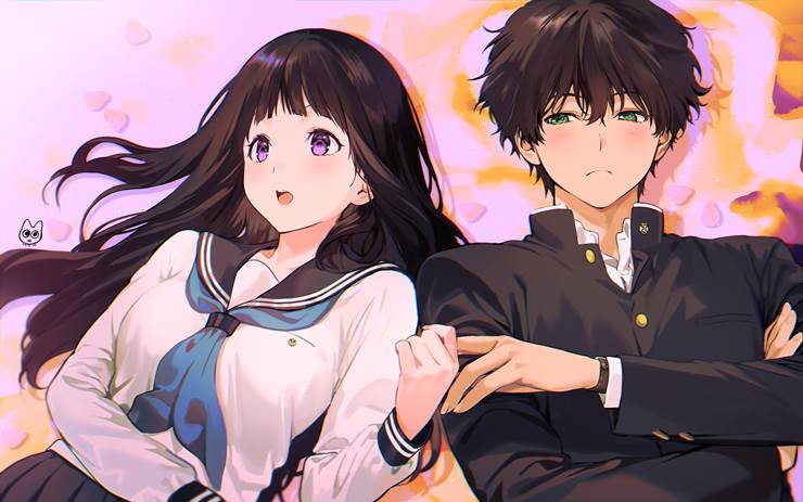 冰菓, 折木×千反田, 千反田爱瑠, oreki houtarou, 水手服, 冰菓10000收藏, 是可爱的男孩子！, 卧槽好可爱, Satoshi Fukube, Mayaka Ibara