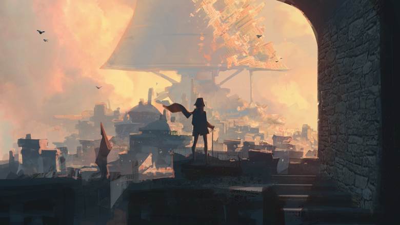 原创, 女孩子, background, city, lamp, 风景