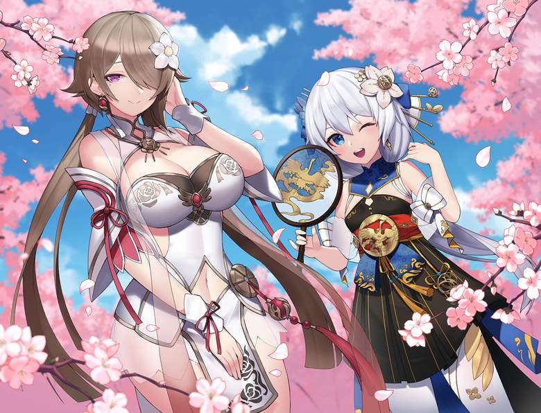 Honkai 3rd Fourth Anniversary Illustration Contest  Hanami, 崩坏3rd, Rita, 丽塔·洛丝薇瑟, Theresa, 德丽莎·阿波卡利斯, 崩坏3, 崩坏学园1000收藏