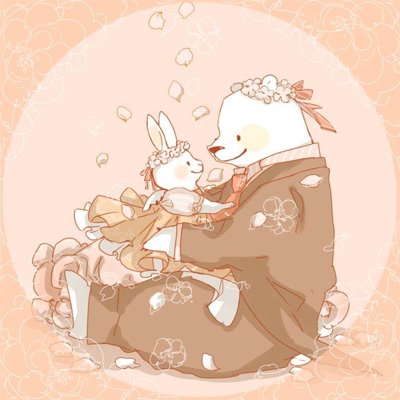 春の结婚式 アイネっこ的小兔子动物插画图片 Bobopic