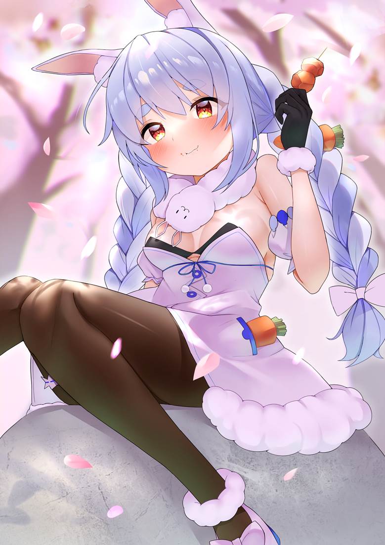 Hololive, 虚拟youtuber, Pekora Usada fanart, Usada Pekora, 兔女郎, 樱, 黑丝袜