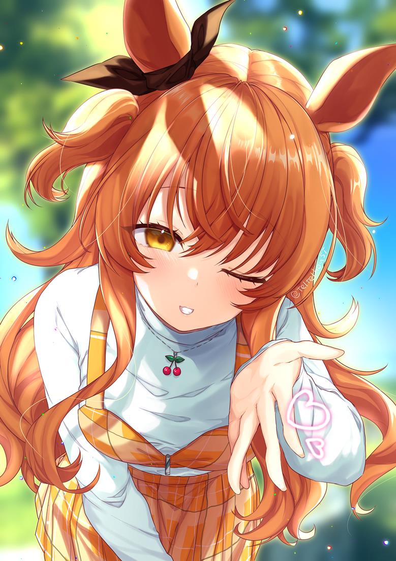 赛马娘Pretty Derby, 重炮（赛马娘）, blow a kiss, 抛媚眼, leaning forward, 赛马娘Pretty Derby 1000收藏