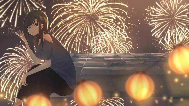 原创, 女孩子, young girl, 风景, 焰火, 太美了, 夏天, hikaru, paper lantern, festival