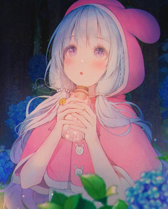 女孩子, forest, raincoat, raincoat