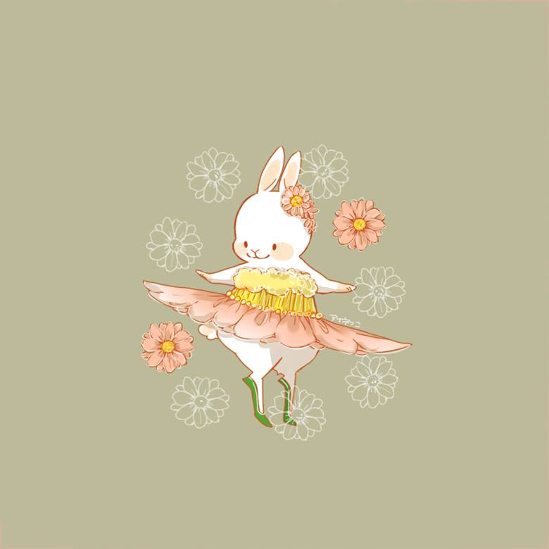 お花ちゃん|アイネっこ的小兔子动物插画图片