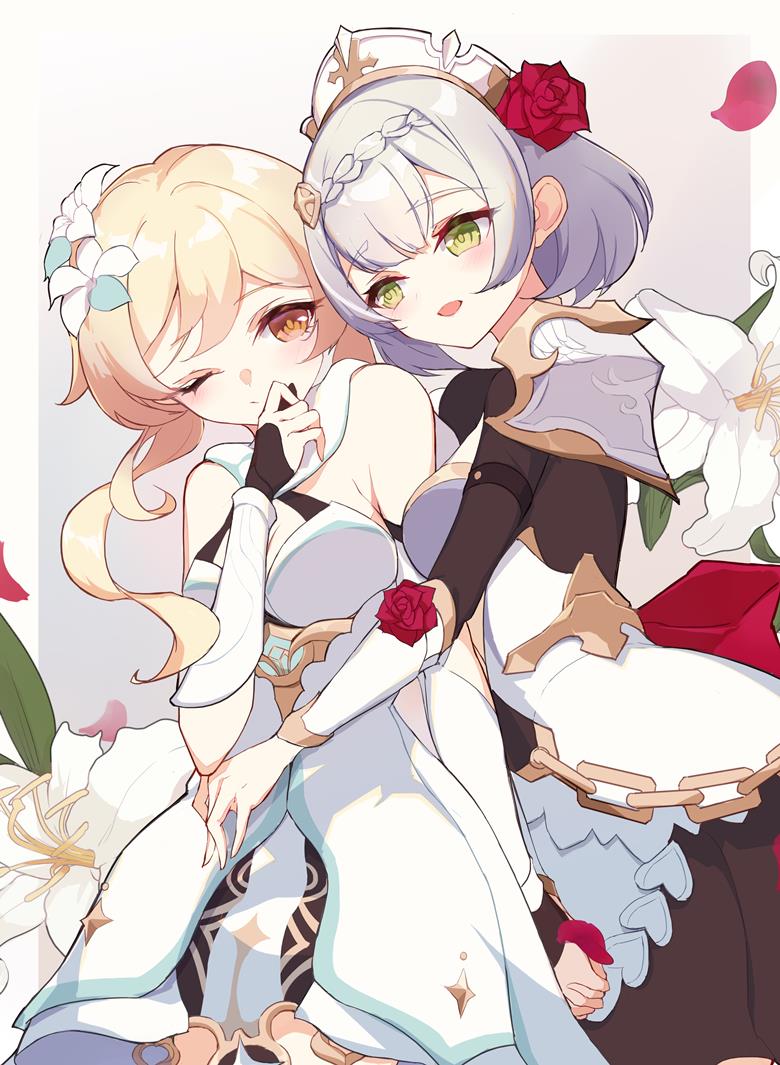 诺艾尔（原神）, Genshin Impact, firefly, 诺艾尔×荧, yuri, Noelle, Lumine