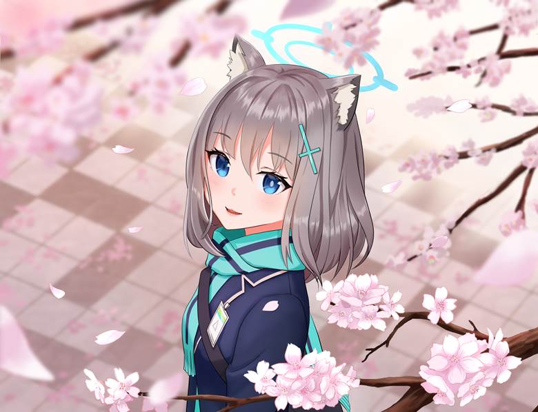 incredibly cute, uniform, spring, girl, Blue Archive, sakura, Sunaookami Shiroko, Blue Archive 1000+ bookmarks