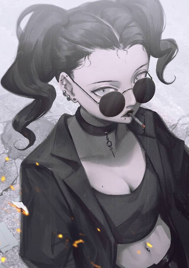 原创, 女孩子, 黑发, tobacco, sunglasses