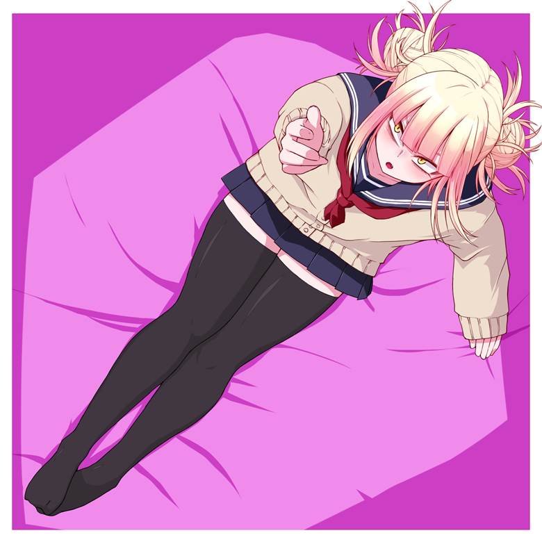 我的英雄学院, 渡我被身子, Himiko Toga, 女高中生, 绝对领域, 魅惑的大腿, 美腿, beautiful girl, 黑色过膝袜