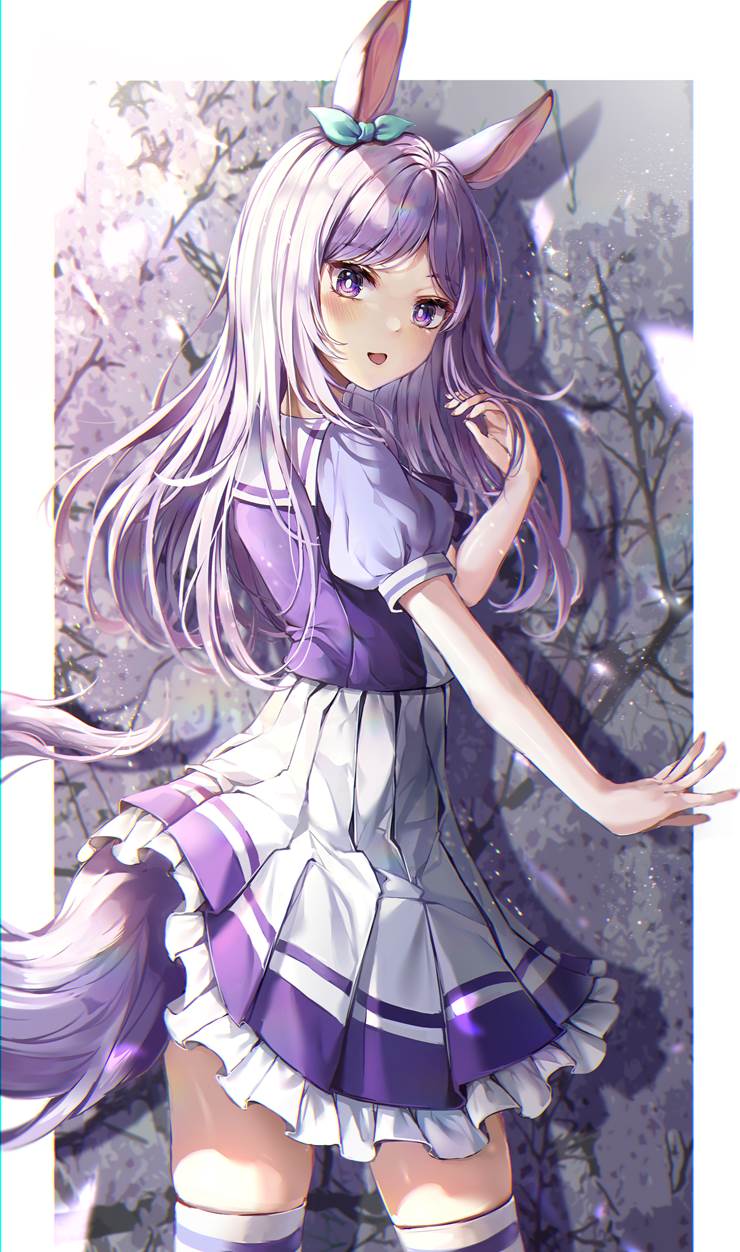 赛马娘Pretty Derby, 马娘, 女孩子, purple hair, 魅惑的大腿, uniform, spring, 目白麦昆（赛马娘）, 目白麦昆, 赛马娘Pretty Derby 1000收藏