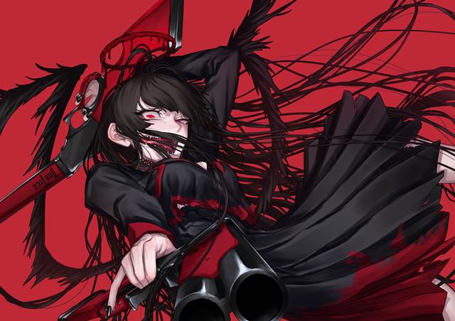 碧蓝档案, Kenzaki Tsurugi, 黑色水手服, red and black, Blue Archive 5000+ bookmarks, 感觉赢不了