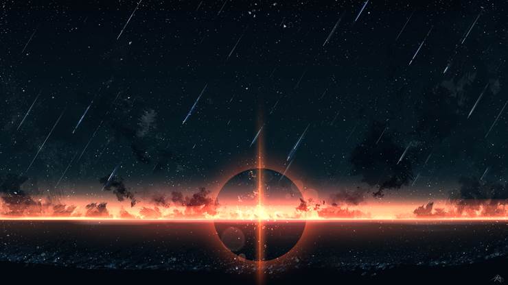 流星雨|RuneXiao的云层插画图片